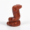 Figurine serpent en jaspe rouge sculptée à la main avec veines minérales naturelles noires - Jaspe Rouge / 40mm
