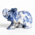 Blue and white spotted natural sodalite stone elephant carving figurine 1.5 inch - Sodalite (Large)
