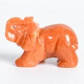 Orange natural stone elephant figurine carving with smooth polished texture - Orange Aventurine (Large)