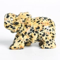 Hand-carved dalmatian jasper elephant figurine with natural spotted stone finish - Dalmatian Jasper (Large)