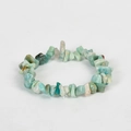 Handmade elastic bracelet featuring natural amazonite raw stone beads in light blue tones - Amazonite