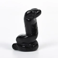 Figurine cobra en obsidienne noire polie avec gravures fines pour bureau - Obsidienne / 40mm