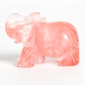 Handcrafted 1.5 inch rose quartz elephant figurine in a translucent pink crystal finish - Watermelon Crystal (Large)
