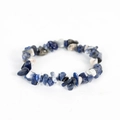 Handmade stretch bracelet with natural irregular blue and white crystal stones - Blue Sodalite