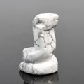 Figurine cobra sculptée en turquoise blanche avec texture marbrée grise naturelle - Howlite / 40mm