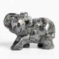 Polished grey natural stone elephant figurine with unique mineral textures and dark spots - Labradorite (Large)