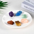 Set of 7 natural chakra stones with white ceramic tray for crystal healing and aromatherapy - Combination 2 / Medium (2-3)