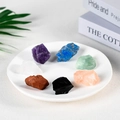 Natural raw 7 chakra healing crystals set in white porcelain plate for meditation - Combination 3 / Medium (2-3)
