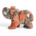 Polished red and black patterned natural stone elephant figurine handicraft ornament - Red Flash Stone (Large)