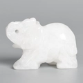 White natural stone elephant figurine with upward trunk on a neutral background - White Crystal (Large)