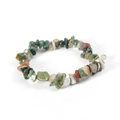 Handmade mixed natural moss agate and crystal stone stretch bracelet with irregular beads - Moss Agate