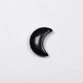 Polished natural black obsidian crescent moon pendant stone with glossy smooth finish - Moon-Black Obsidian