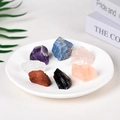 Set of 7 natural raw crystals and healing stones in a decorative white tray - Combination 6 / Medium (2-3)