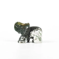 Hand-carved elephant figurine in natural green moss agate stone with unique marbled texture - Moss Agate (Small)