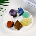 7 Chakra natural raw healing crystals set in white ceramic plate for aromatherapy - Combination 1 / Large (3-5)