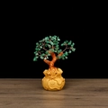 Green aventurine crystal money tree with gold money bag base for wealth and prosperity - Small Green Aventurine Money Bag Tree 18cm