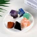 Set of seven natural raw healing crystals displayed in a white ceramic tray - Combination 3 / Large (3-5)