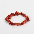 Handmade red coral irregular stone bead bracelet with a natural stretch design - Red Coral (Synthetic)