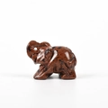 Hand-carved red and black patterned stone elephant figurine for home decor - Mahogany Obsidian (Small)