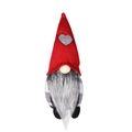 Gnomo di Natale con cappello rosso a cuore e corpo decorato a scacchi bianchi e neri - Gnomo Grande con Cappello Rosso a Maglia