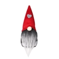Gnomo di Natale nordico con cappello rosso a maglia, cuore e lunga barba di pelliccia - Gnomo Medio con Cappello Rosso a Maglia