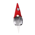 Gnomo di Natale con cappello rosso a cuore e corpo con motivo a quadri bianco nero - Gnomo Piccolo con Cappello Rosso a Maglia