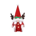 Gnome de Noël rouge avec bois de renne, boutons en bois et manches rayées rouge et blanc - Style Chapeau Pointu Bois de Cerf (23-038) - Rouge