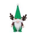 Gnome de Noël en peluche avec bois de renne verts et bras rayés rouges et verts - Style Chapeau Pointu Bois de Cerf (23-038) - Vert