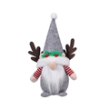 Gnome de Noël avec chapeau en feutre gris à bois de cerf et barbe en fibres blanches - Style Chapeau Pointu Bois de Cerf (23-038) - Gris