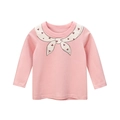 T-shirt rose en coton à manches longues pour filles avec imprimé foulard coeur doux - Rose / 90cm