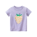 Lilac cotton kids t-shirt with a yellow cartoon strawberry and round neckline - 90cm / Lilac Purple