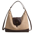 Borsa tote capiente beige e marrone con finiture dorate e tracolla per ogni occasione - Cachi