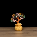 Fortune tree ornament with colorful crystals and a golden money bag base for wealth - Small Multi-color Crystal Money Bag Tree 18cm