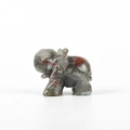 Hand-carved 1.5-inch bloodstone elephant figurine with unique red spot patterns - African Bloodstone (Small)