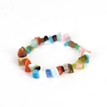 Multicolor tumbled gemstone chip bracelet with cat-eye effect on a white background - Cat Eye Stone (Synthetic)