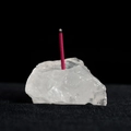 Portainciensos de cristal de cuarzo natural con base de piedra en bruto natural - Cristal de roca / Blanco