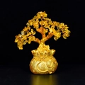 Golden citrine crystal money tree figurine with wealth bag base for home office decor - Medium Money Tree Citrine