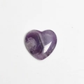 Polished heart-shaped natural amethyst stone with deep purple bands on white background - Heart-Amethyst