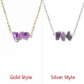 Natural raw amethyst stone necklace with irregular crystals in gold and silver finish - Gold Tone Amethyst