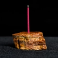 Porte-encens en cristal œil de tigre avec texture fibreuse brune et jaune - Brun