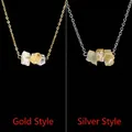 Natural crystal stone necklace in gold and silver finish styles on black background - Gold Tone Citrine