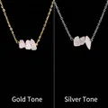 Pink quartz irregular raw stone pendant necklace available in gold and silver finish - Gold Tone Rose Quartz