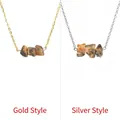 Natural tiger eye raw stone pendant necklace available in gold and silver finishes - Tiger Eye Gold Style