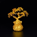 Golden Feng Shui money tree variant with yellow crystal leaves and lucky bag base - Small Money Tree Citrine