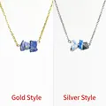 Minimalist blue raw stone pendant necklace set in gold and silver finish options - Gold Tone Lapis Lazuli