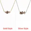 Minimalist raw crystal stone necklace available in both gold and silver chain finishes - Gold Tone Smoky Quartz