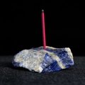 Porte-encens en pierre de lapis-lazuli naturelle avec bâtonnet d'encens rose - Bleu