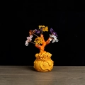 Colorful gemstone money tree with golden money bag base for wealth and prosperity decor - Style 2 Medium Crystal Money Bag Tree