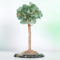 Green crystal gemstone tree ornament with copper wire and black agate base - Green Aventurine