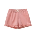 Pink cotton girls summer shorts with elastic waistband and cute bow detail - 120 / Pink